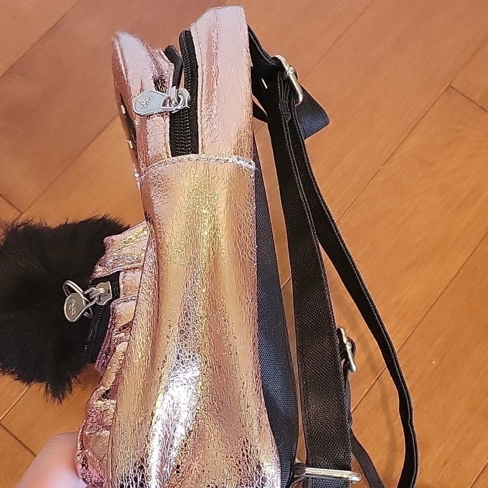 JUSTICE Shimmering Rose Gold Small Backpack